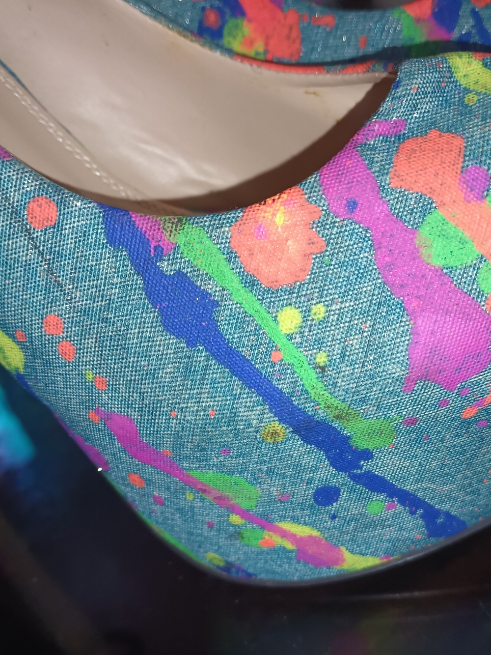 Liliana Multi-Color Paint-Splash Platform Pumps - Picture 2 of 6